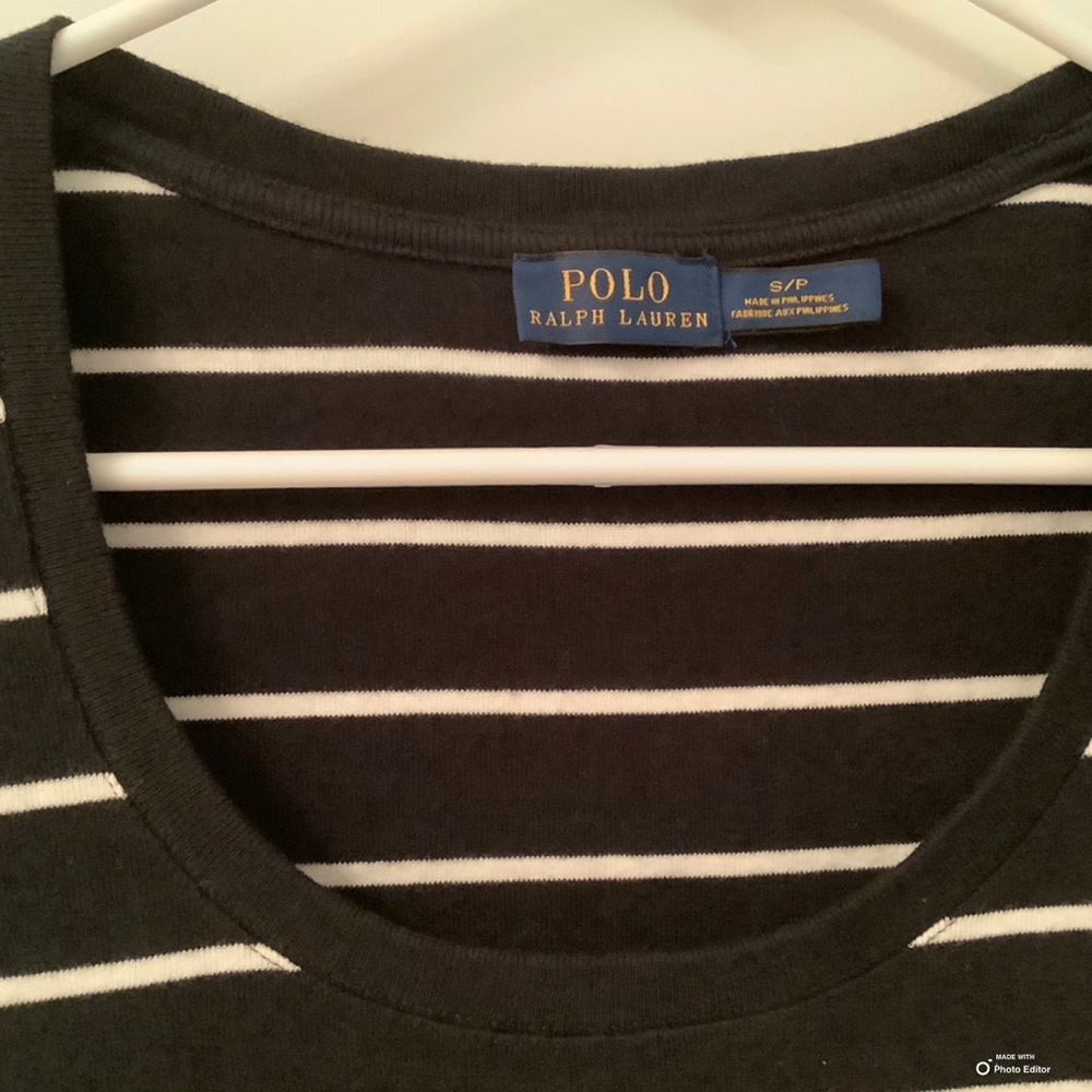 Polo by Ralph Lauren Black Striped T-Shirt Top - Picture 2 of 4